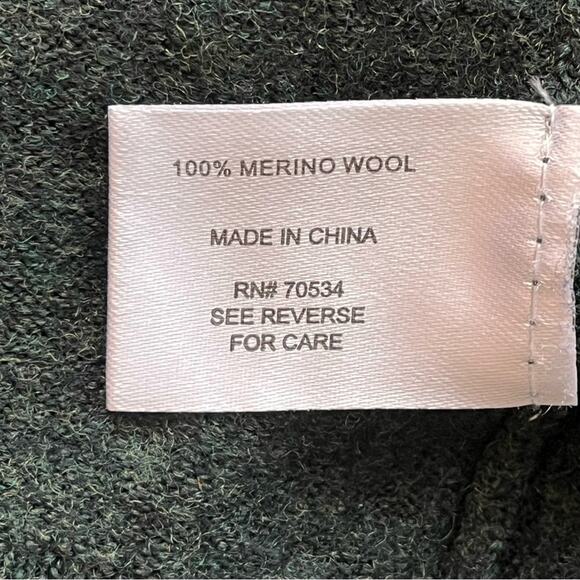 ORVIS Green Merino Wool 1/4 Zip Sweater Mens Large Pullover Mock Neck Classic - Picture 6 of 9